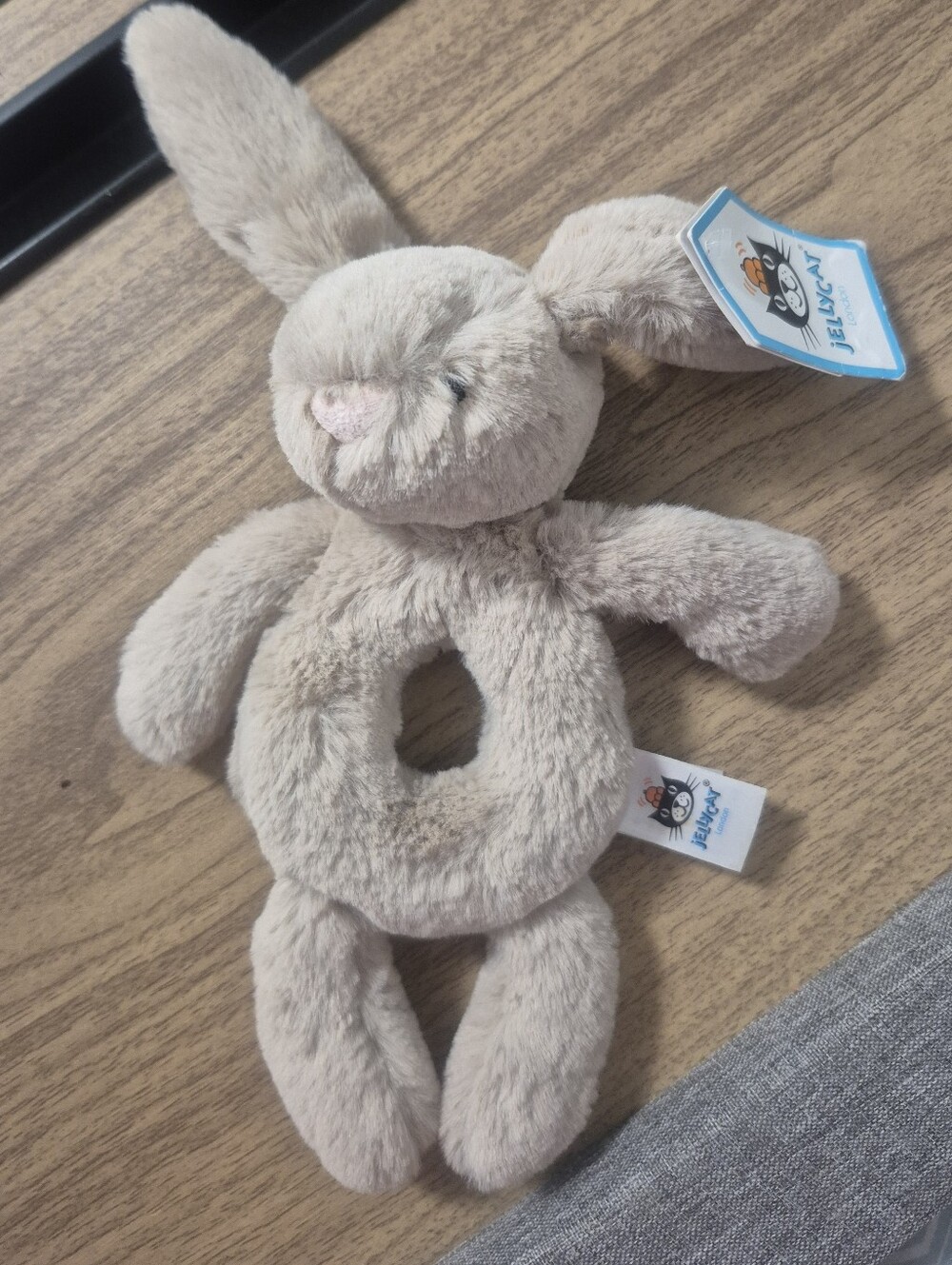 Jellycat Bashful Beige Bunny Ring Rattle New With Tags
